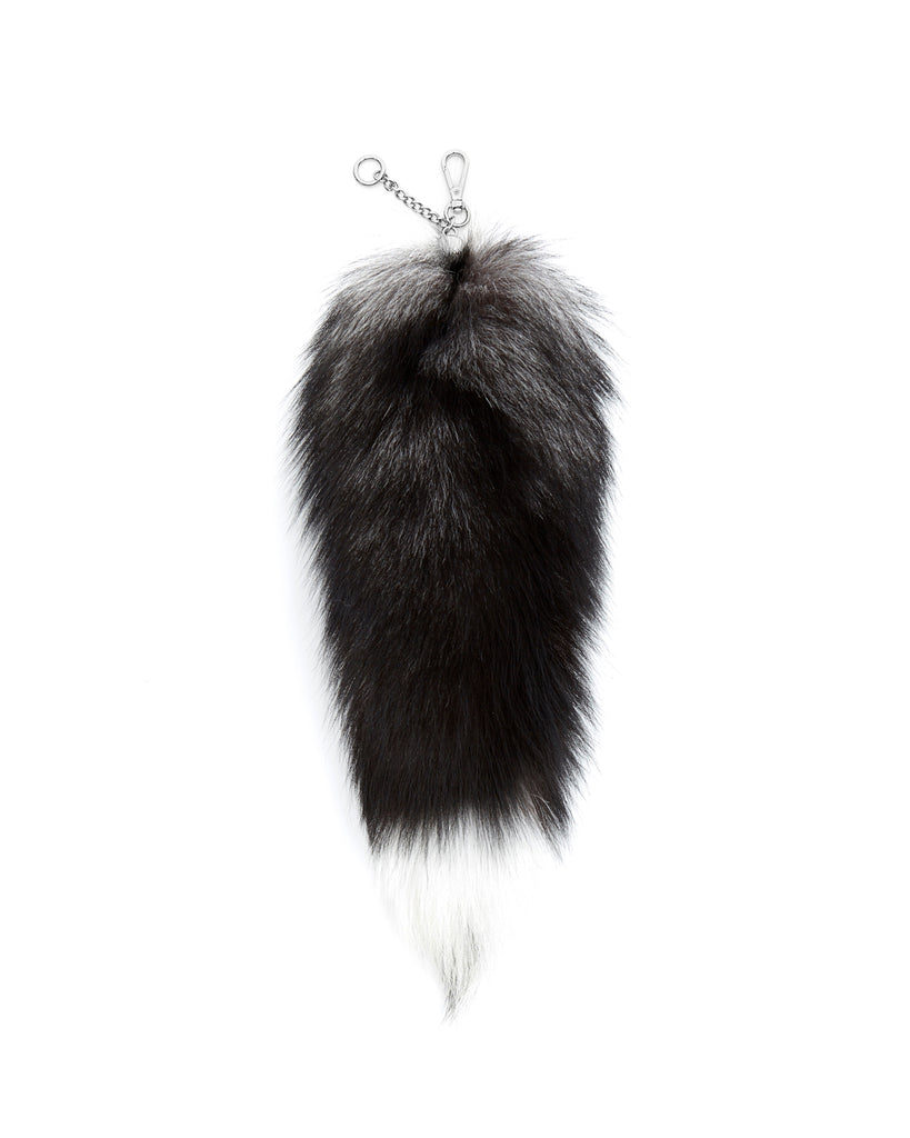 silver fox fur tail keychain 