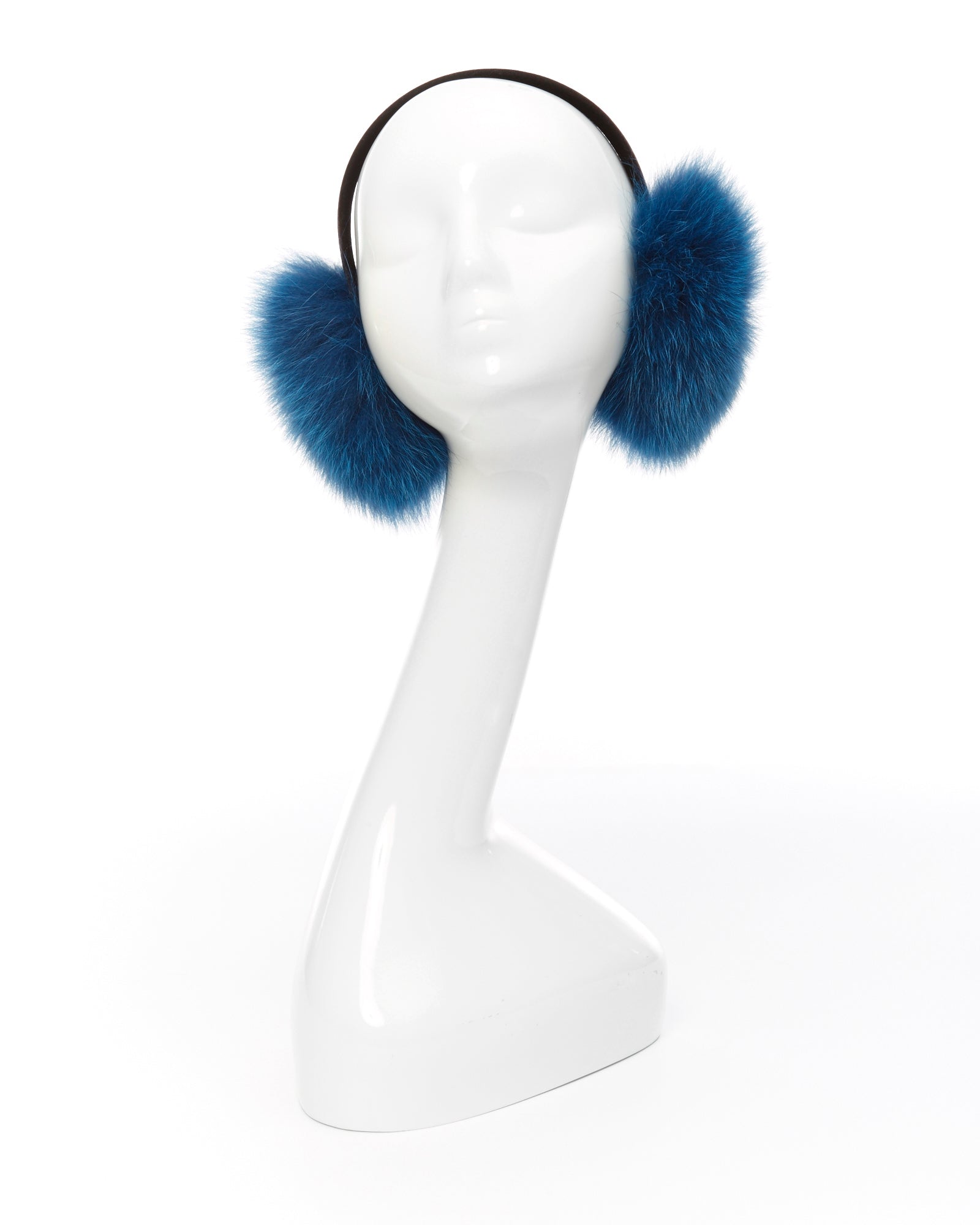 Dyed Teal Fox Fur Earmuffs – GK Furs