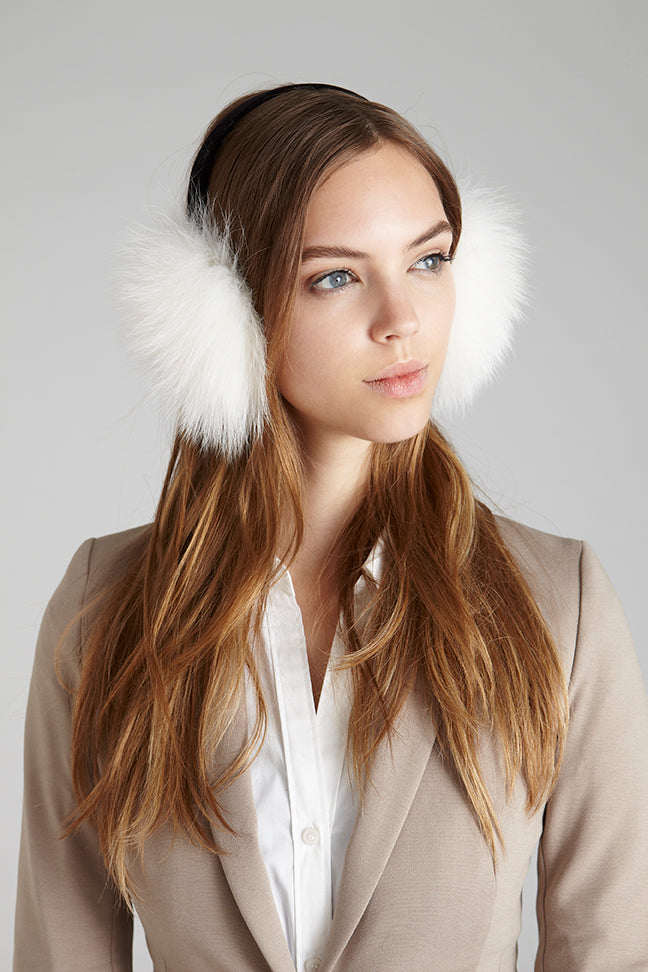 White Fox Fur Earmuffs – GK Furs
